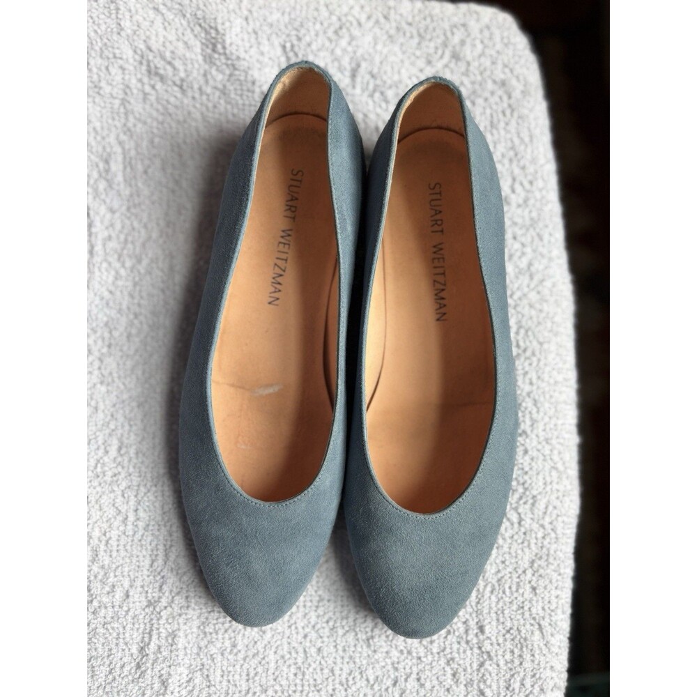 Stuart Weitzman Slate Blue Suede Flats